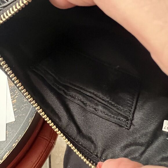 Coach Morgan Crossgrain Leather Clutch Wristlet Black Saddle Color Block - Picture 6 of 8